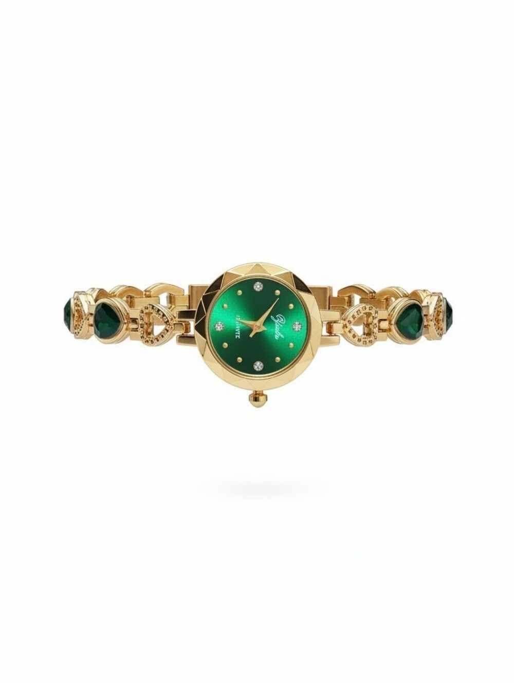 Sassified Boutique Nwt Gold-Tone Bracelet Watch with Emerald Green Dial